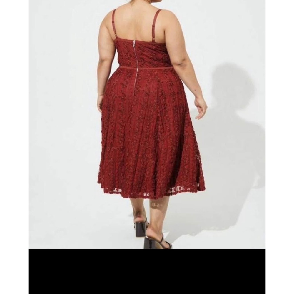 Torrid Rust 3D Rosette Lace Midi Dress Size 16 Sweetheart Cocktail Boho Wedding - Picture 6 of 6
